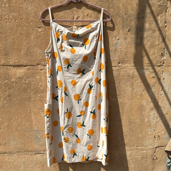 NWT Anthropology  for Maeve  XLP Maeve Cream and Orange Midi Dress has pockets - Picture 3 of 8